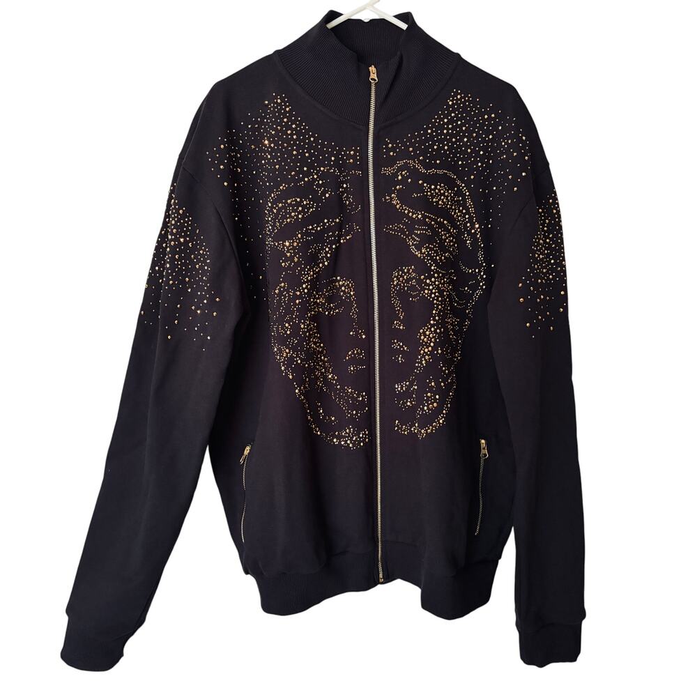 Men’s LAVERITA Medusa Head track jacket embellished with gold studs - SIZE 4XL